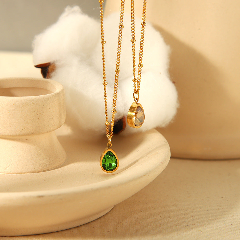 Stainless Steel Drip Heart Necklace & Stud Earrings Set