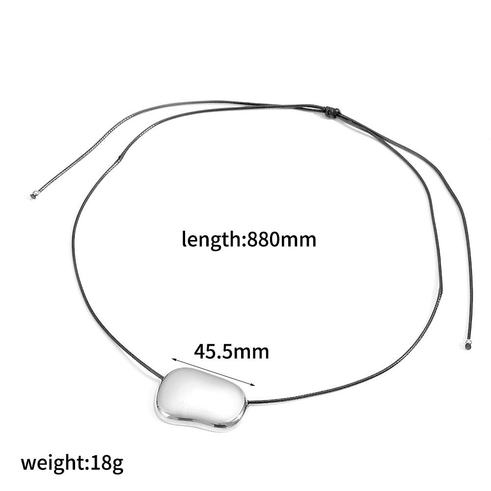 Cross-border European and American personalized retro wax rope sweater chain stainless steel heart-shaped O-shaped pendant long hollow necklace versatile