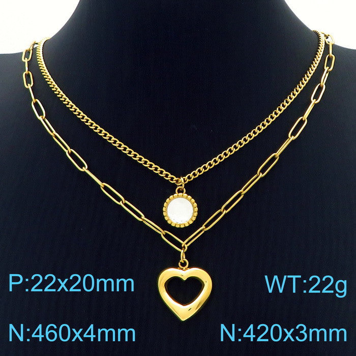 Gold & Pearl Heart Necklace