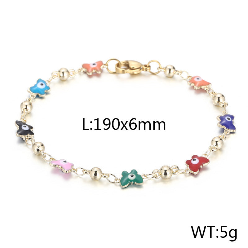 Hot-selling fashion Epoxy copper bracelet Butterfly multi-color devil's eye Mori bracelet, foreign trade high-end hand jewelry