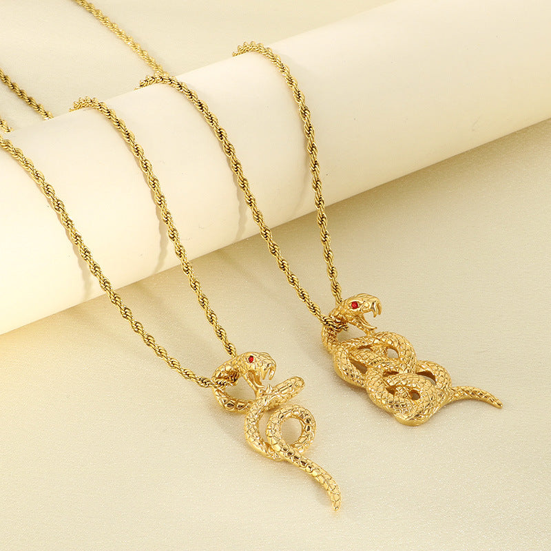 European and American cross-border new personalized trend stainless steel 18k gold zodiac snake pendant, Year of the Snake accessories, pendant accessories