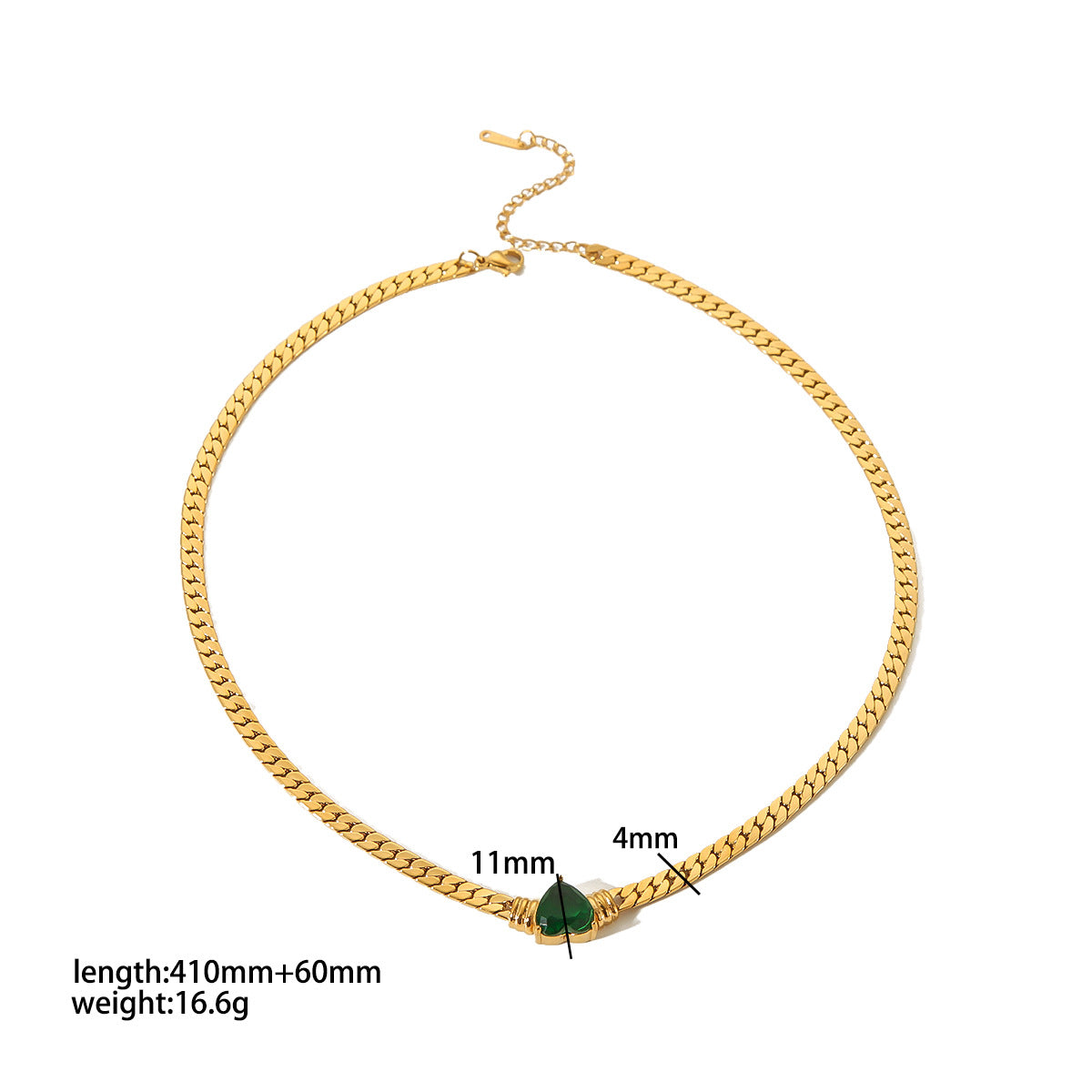 European and American ins love color zircon necklace 18K gold stainless steel simple light luxury bracelet high-end sense jewelry set