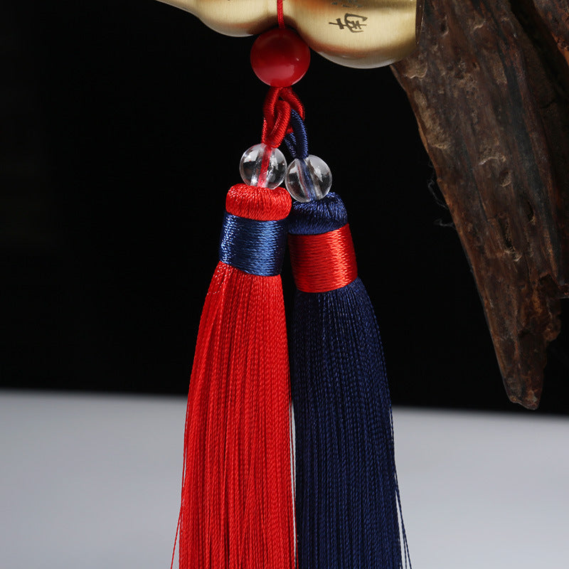 铜葫芦中国结汽车挂件车内挂饰南海普陀纯铜车挂五帝钱后视镜挂饰