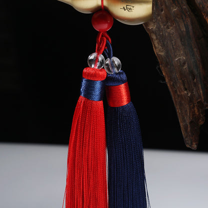 铜葫芦中国结汽车挂件车内挂饰南海普陀纯铜车挂五帝钱后视镜挂饰