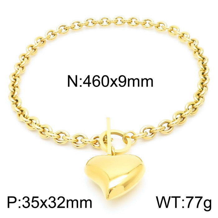Heart Toggle Layered Chain Necklace