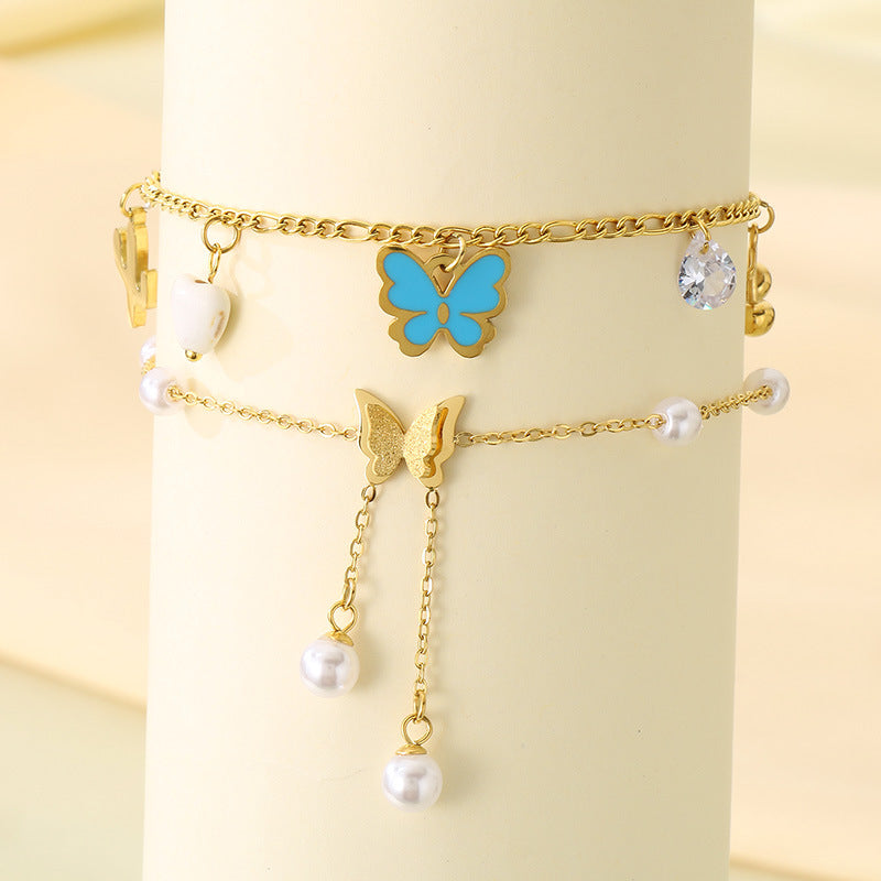Summer Butterfly Stainless Steel Ankle Chain Premium Versatile Fashion Foot Chain 18k Gold Ankle Chain Ankle Chain Jewelry