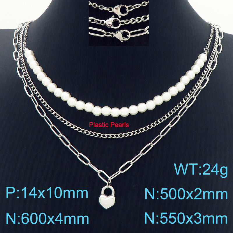 Gold & Pearl Heart Necklace