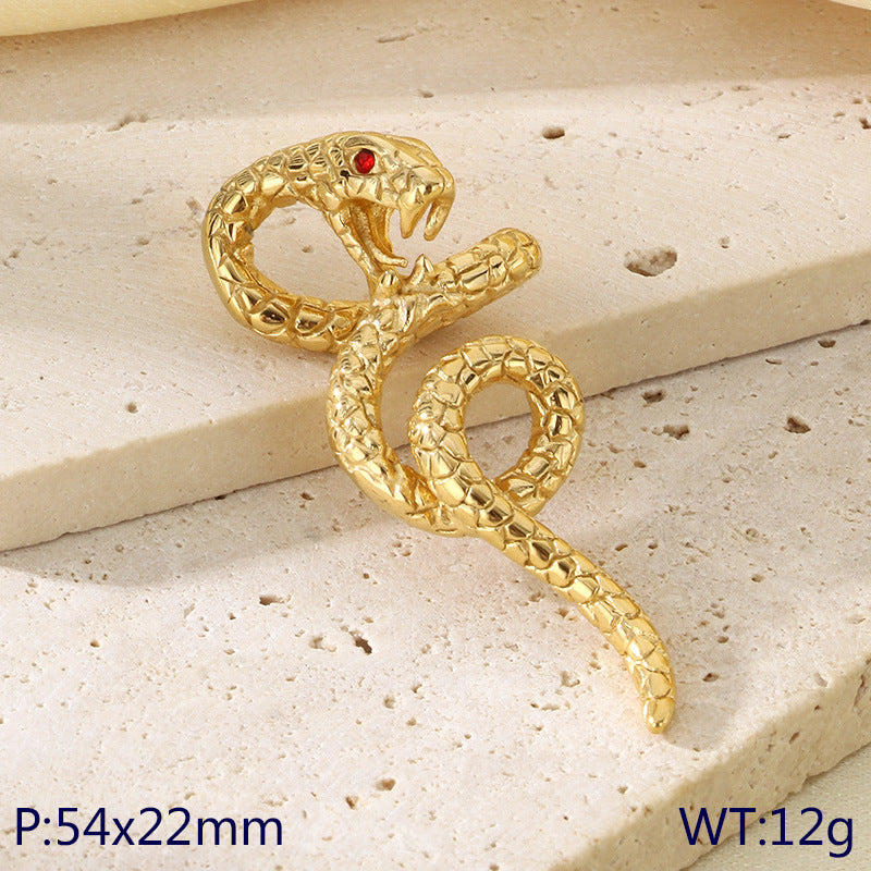 European and American cross-border new personalized trend stainless steel 18k gold zodiac snake pendant, Year of the Snake accessories, pendant accessories