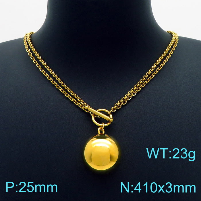 Cross-border versatile ball hollow pendant bracelet necklace set, niche design high-end simple versatile jewelry