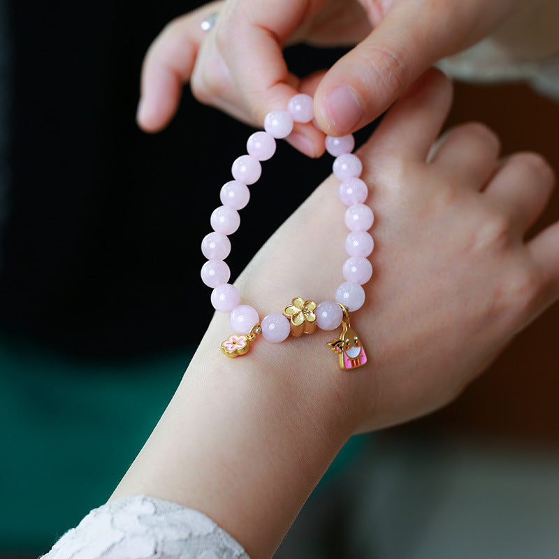 粉晶桃花月老手链串珠女天然水晶高级感文玩佛珠