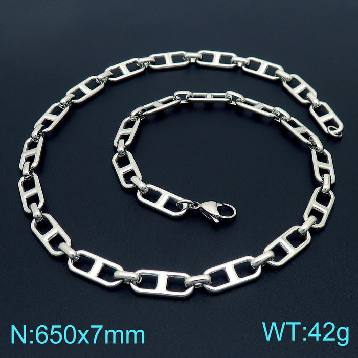 Cross-border trend stainless steel jewelry simple and versatile Japanese chain stainless steel bracelet necklace set jewelry jewelry