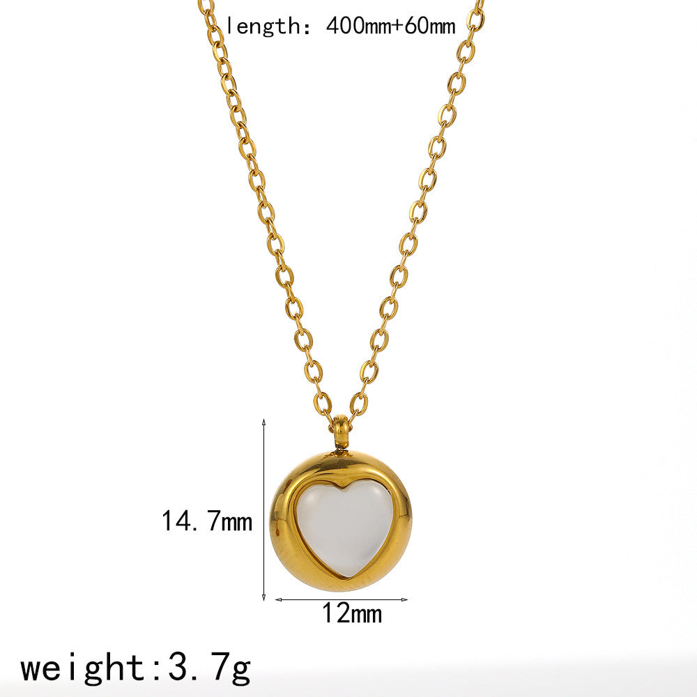 18k gold inlaid titanium steel opal niche collarbone chain stainless steel pendant INS wind necklace women's light luxury versatile