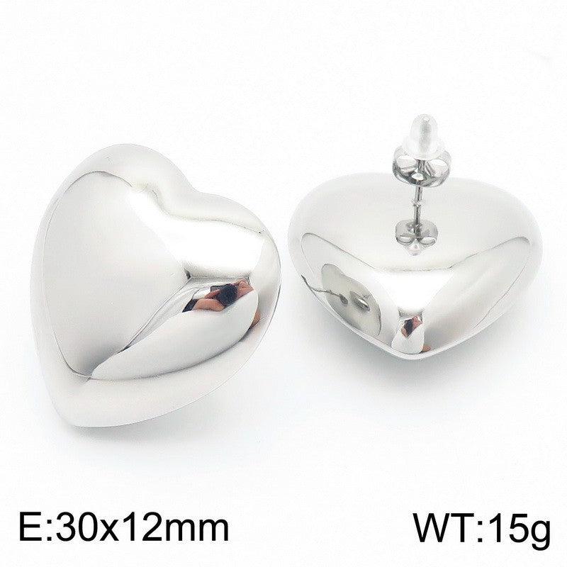 Chunky Heart Stud Earrings