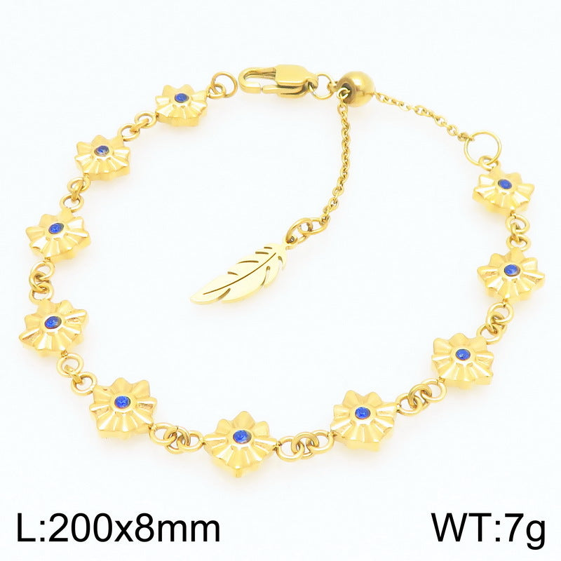 New simple design stainless steel twelve-color four-pointed star bracelet simple and high-end birthstone accessory accessories