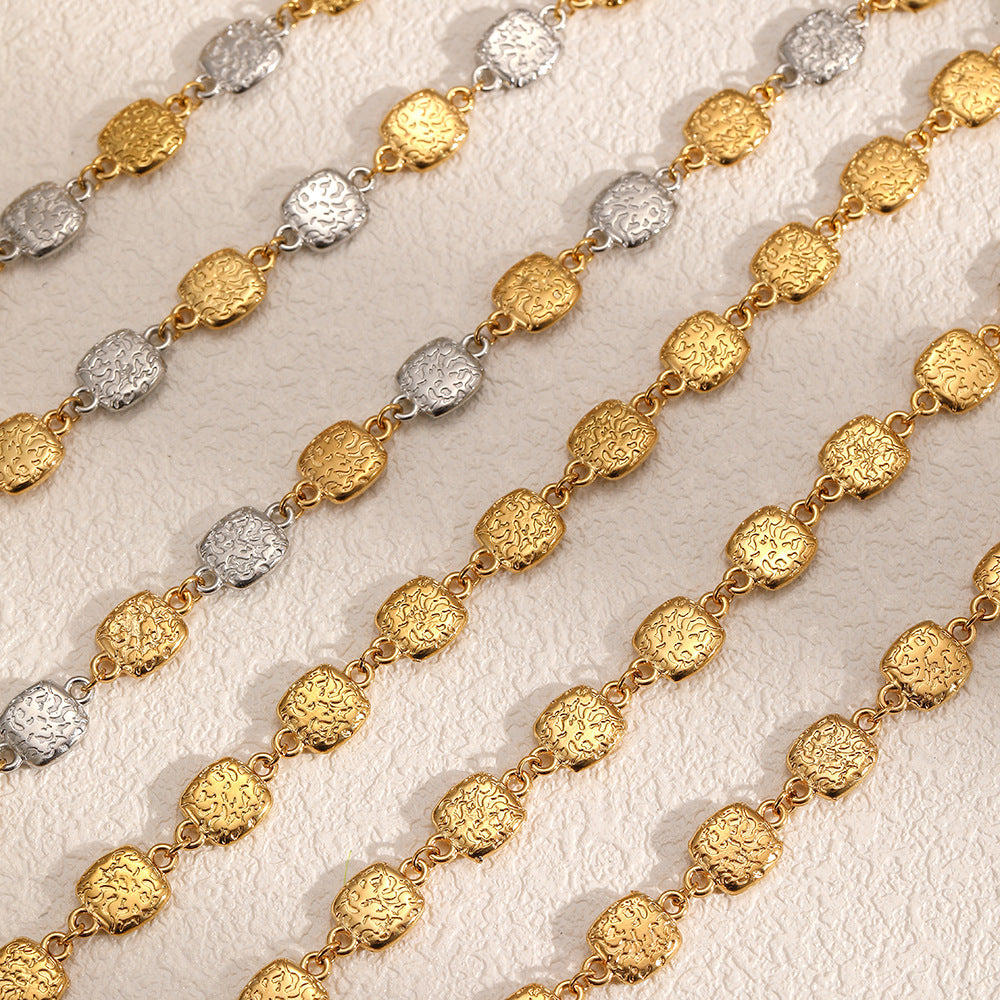 Vintage Coin Chain Necklace – Textured Gold Finish