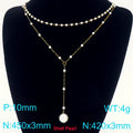 Layered Pearl Drop Chain Necklace