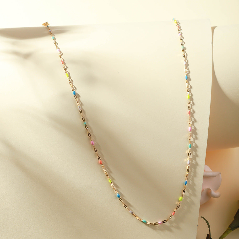 Cross-border hot-selling stainless steel lip dripping necklace, vacuum electroplating cross chain, titanium steel necklace jewelry chain