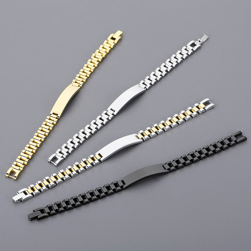 ins simple strap chain curved brand couple strap titanium steel bracelet trend vacuum plated stainless steel unisex