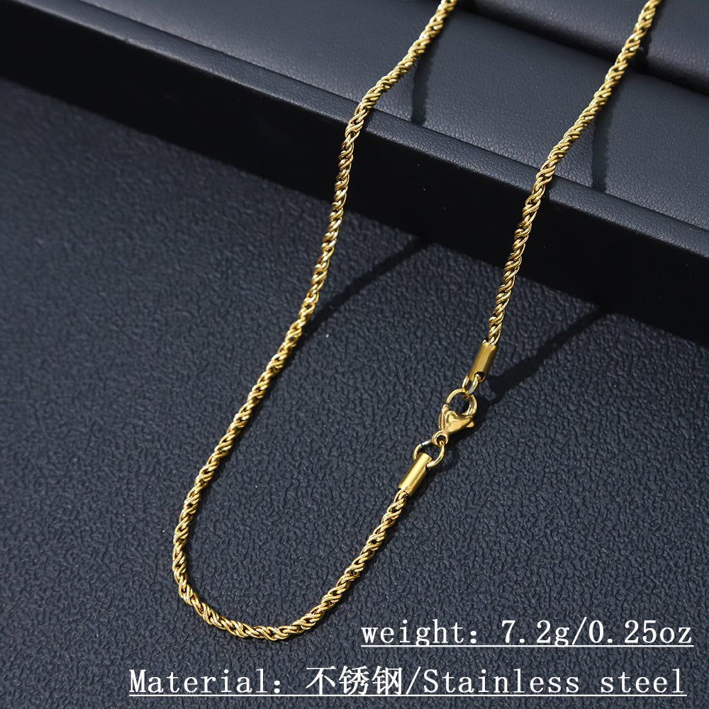 Cross-border hot sale stainless steel twist chain necklace men's hip hop trend sweater chain women's clavicle titanium steel necklace