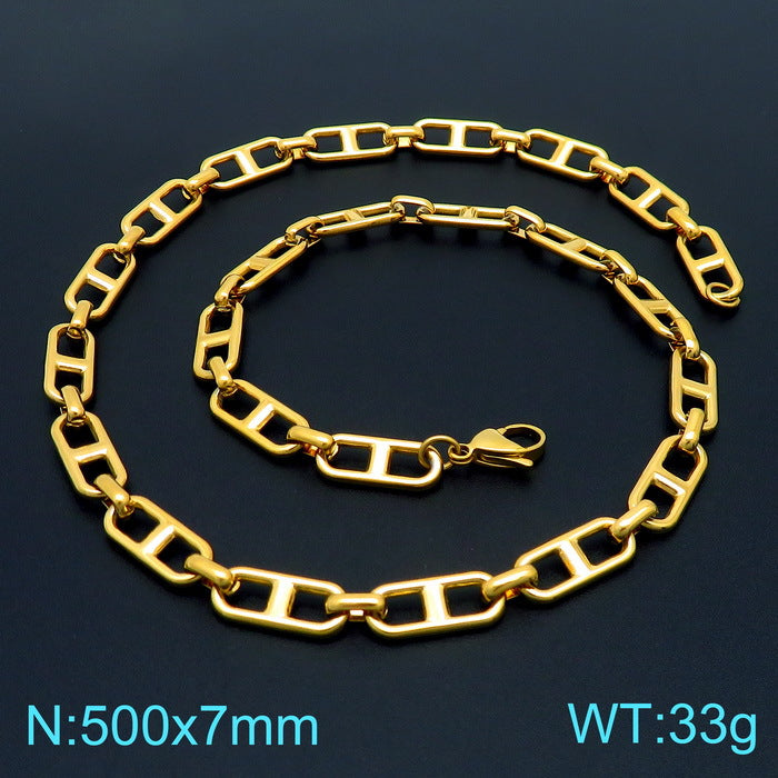Cross-border trend stainless steel jewelry simple and versatile Japanese chain stainless steel bracelet necklace set jewelry jewelry