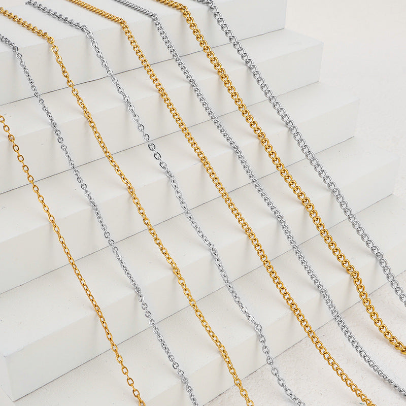 European and American cross-border popular simple retro stainless steel hammer cross chain side chain, pendant with chain wholesale