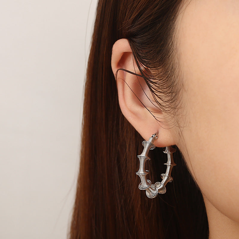 Bamboo Textured Hoop Earrings