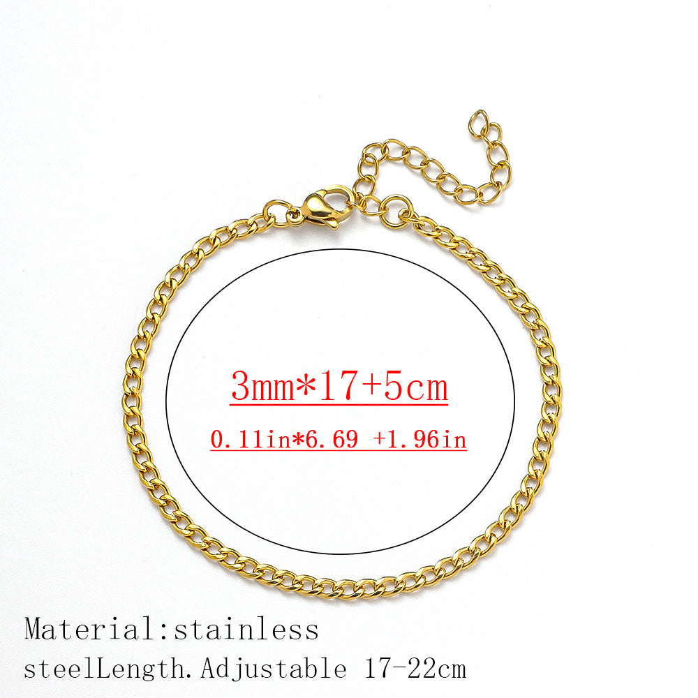Cross-border women's fashion titanium steel bracelet European and American hot sale plated 18K real gold fashion versatile jewelry stainless steel bracelet