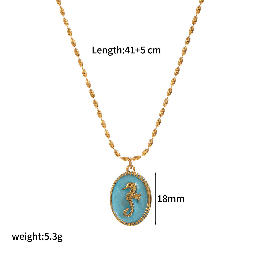 Ocean-Inspired Enamel Pendant Necklace