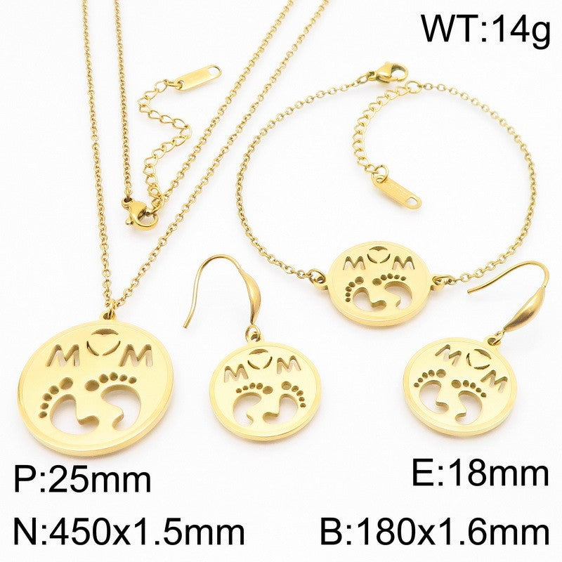 Symbol Disc Necklace, Bracelet & Earrings Set