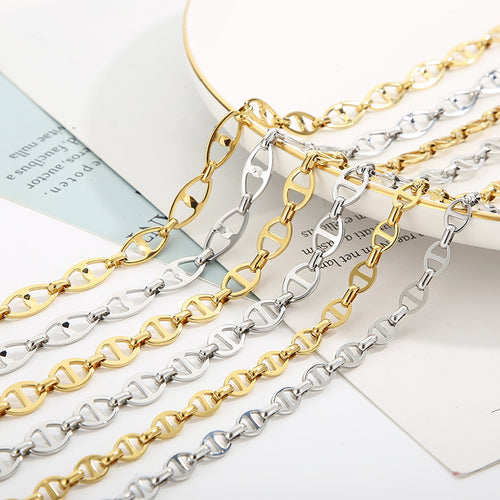 Creative stainless steel Japanese character 6/7/8 mm pig nose buckle necklace, niche simple individual cold wind versatile necklace