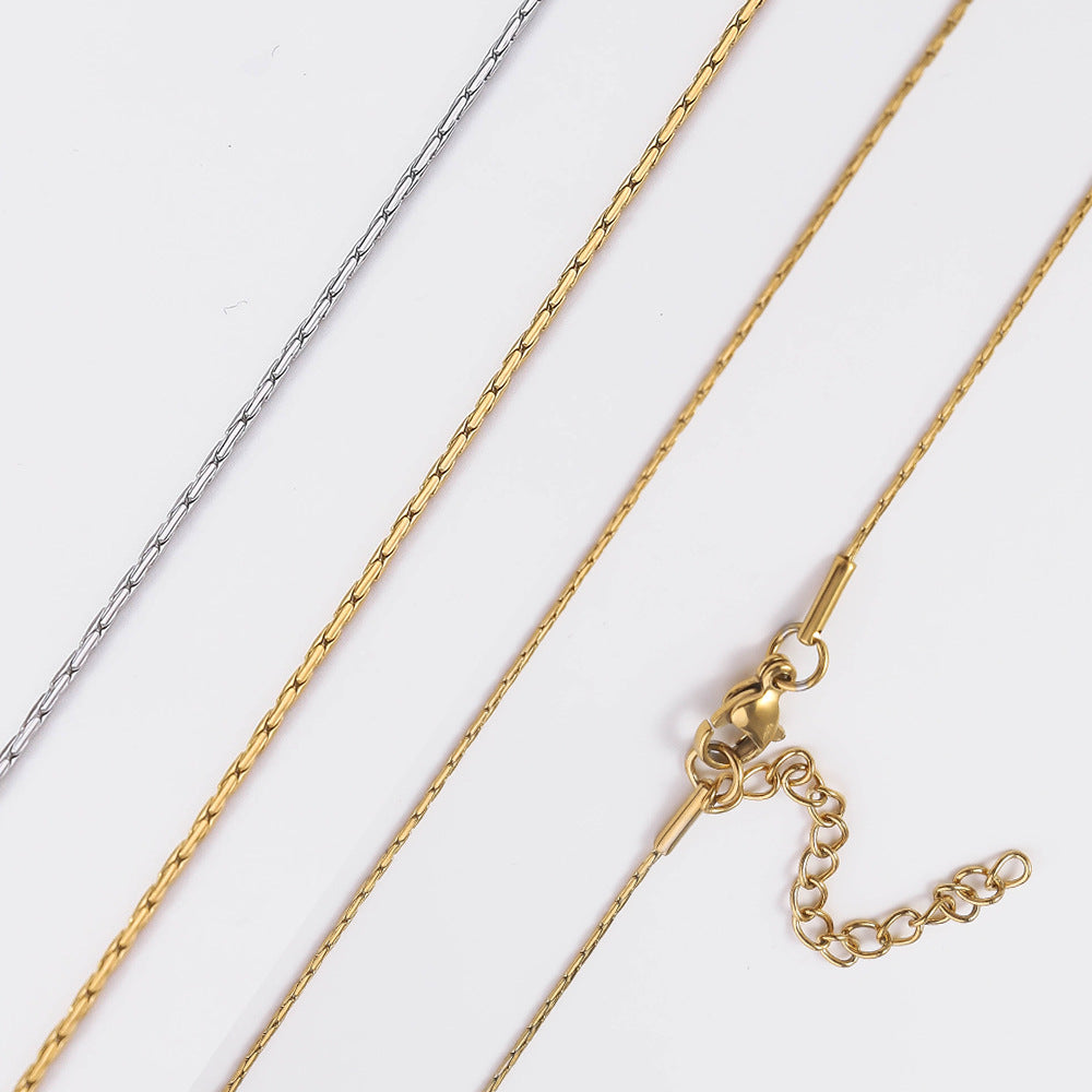 European and American fashion stainless steel hammer round necklace 18K plating furnace real gold electroplating men's and women's accessories plain chain titanium steel necklace