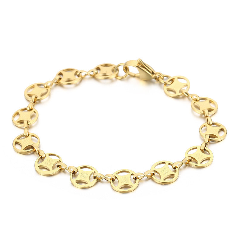 Personalized stainless steel splicing copper coin cross chain, niche design Internet celebrity jewelry for girlfriends and girlfriends gifts