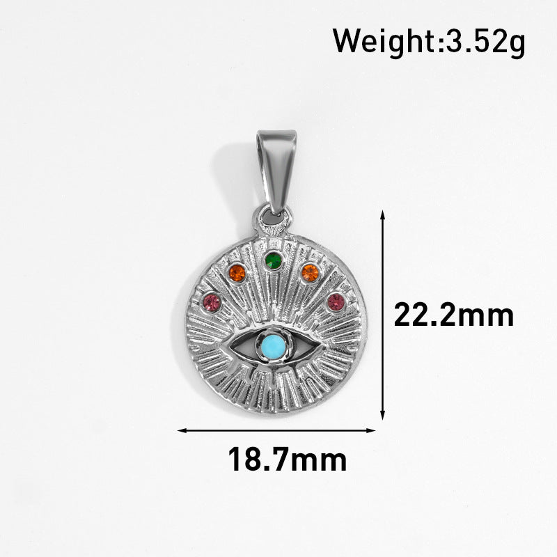 European and American cross-border blue diamond-encrusted eyes Virgin portrait pendant stainless steel retro tag DIY jewelry simple