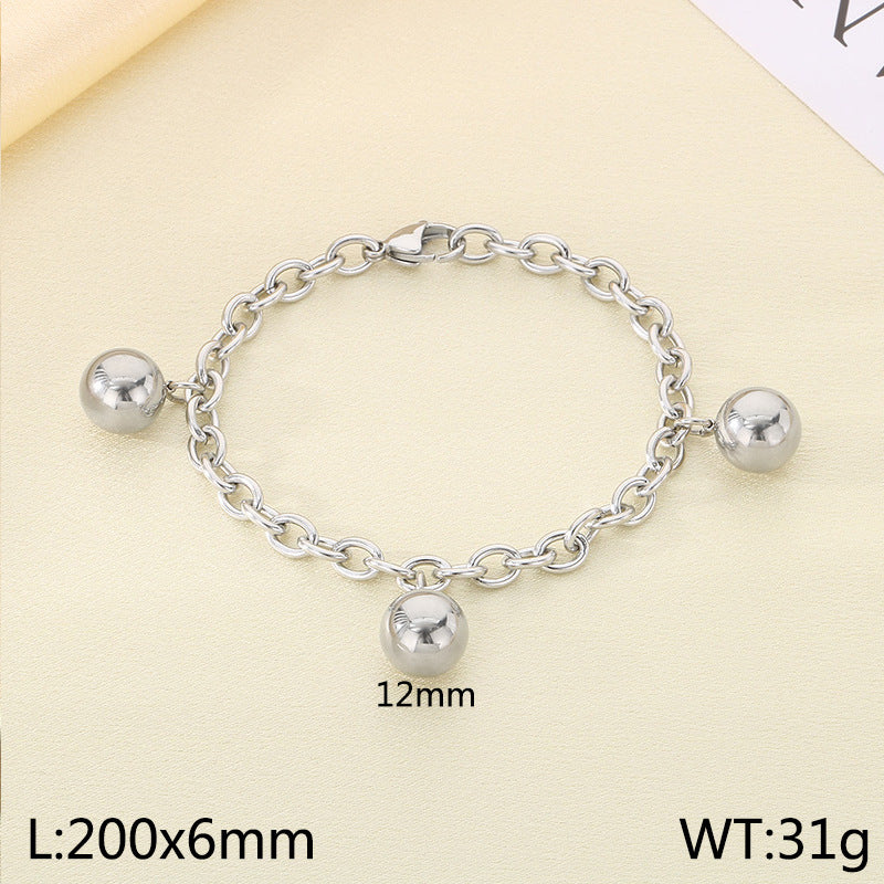 Simple stainless steel 18K gold bohemian round bead bracelet niche design jewelry bell spot bracelet wholesale