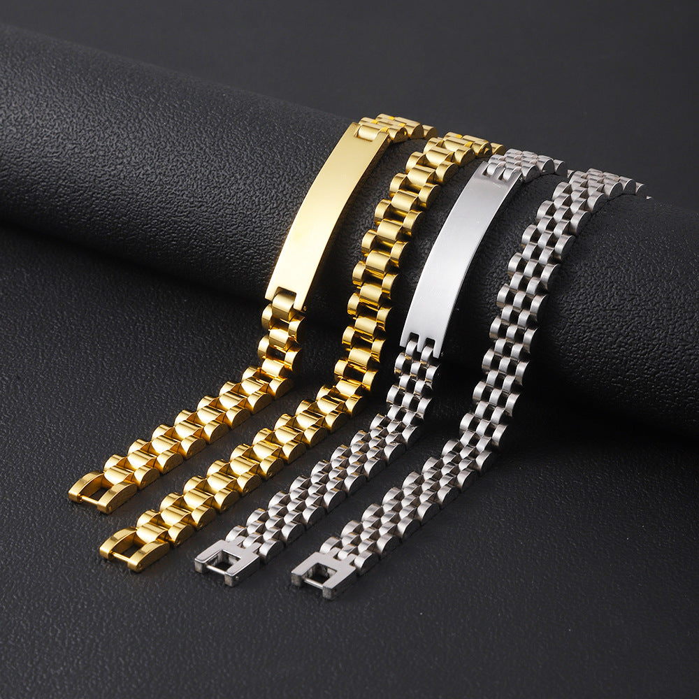 Stainless Steel Watch Bracelet Cross-Border Hot Selling Fashion Simple Women's Watch Strap Jewelry Jewelry Hand Ornament Men's Titanium Steel Bracelet