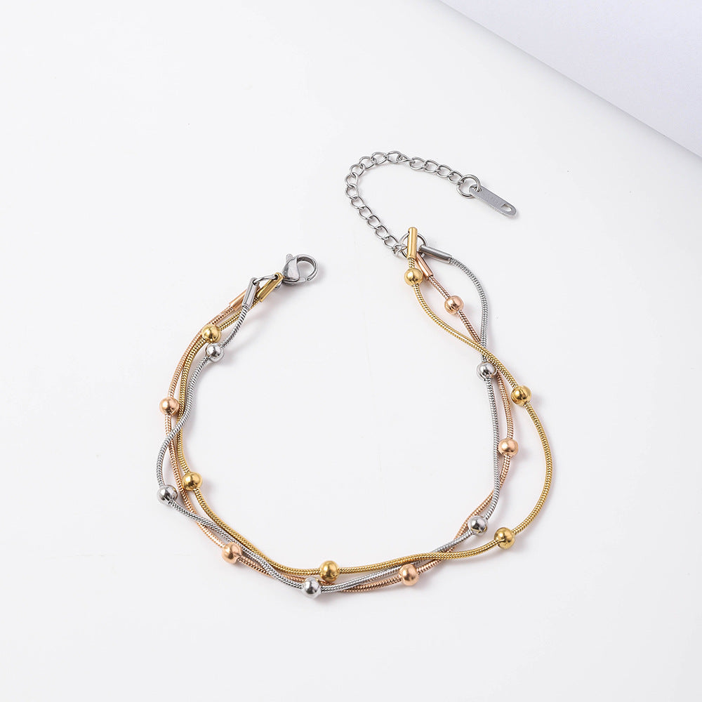 Stainless steel round snake bead bracelet European and American trend fashion plating furnace 18K vacuum electroplating titanium steel bracelet wholesale