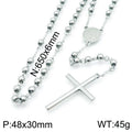 Cross-border European and American ins stainless steel niche design cross retro round bead necklace titanium steel collarbone chain necklace decoration women