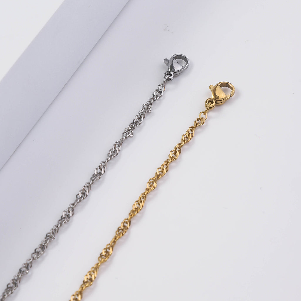 Europe and the United States hot-selling stainless steel water wave chain 18K gold vacuum electroplating clavicle chain women's titanium steel DIY necklace jewelry wholesale