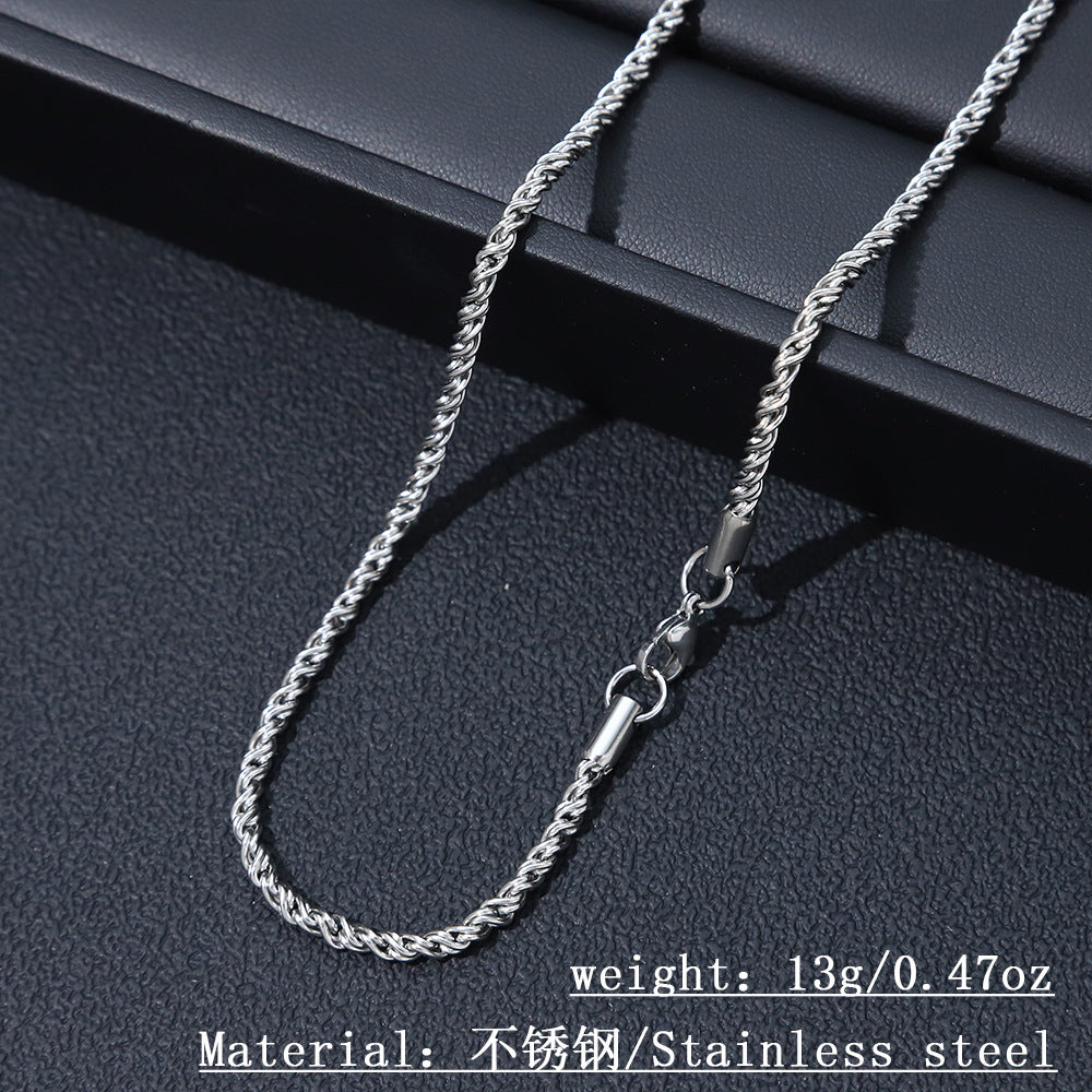 Cross-border hot sale stainless steel twist chain necklace men's hip hop trend sweater chain women's clavicle titanium steel necklace