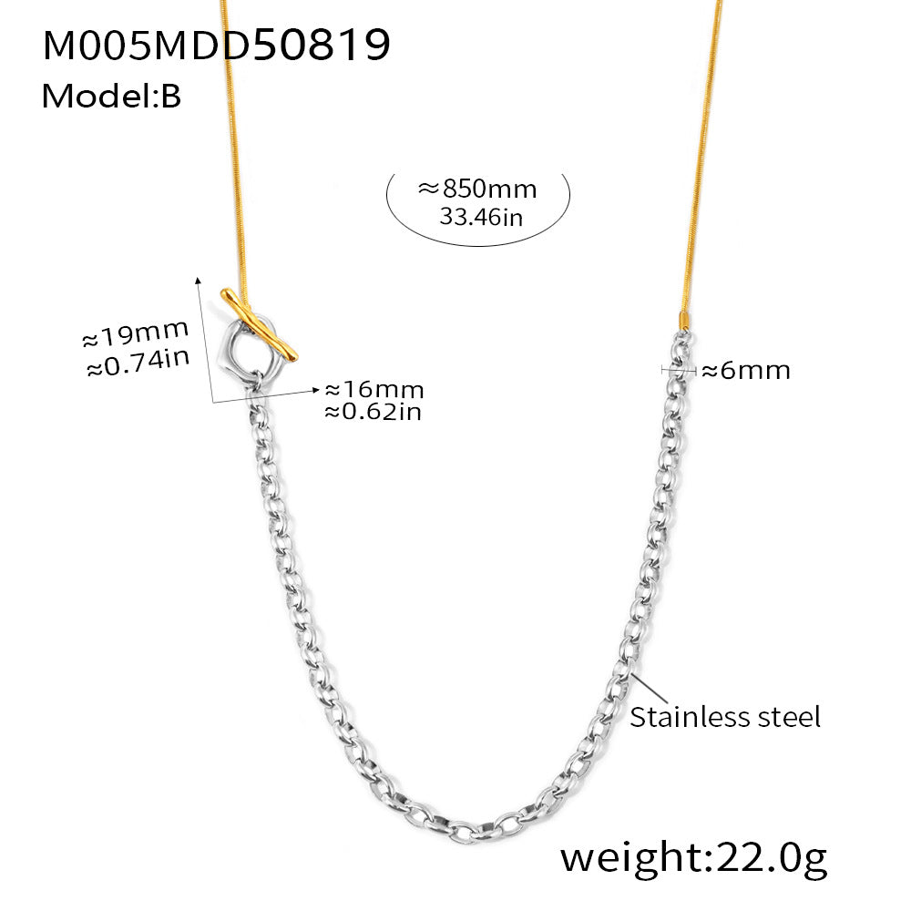 Europe and the United States hot-selling OT buckle adjustable length chain sweater chain titanium steel plated 18k gold personalized trend jewelry women