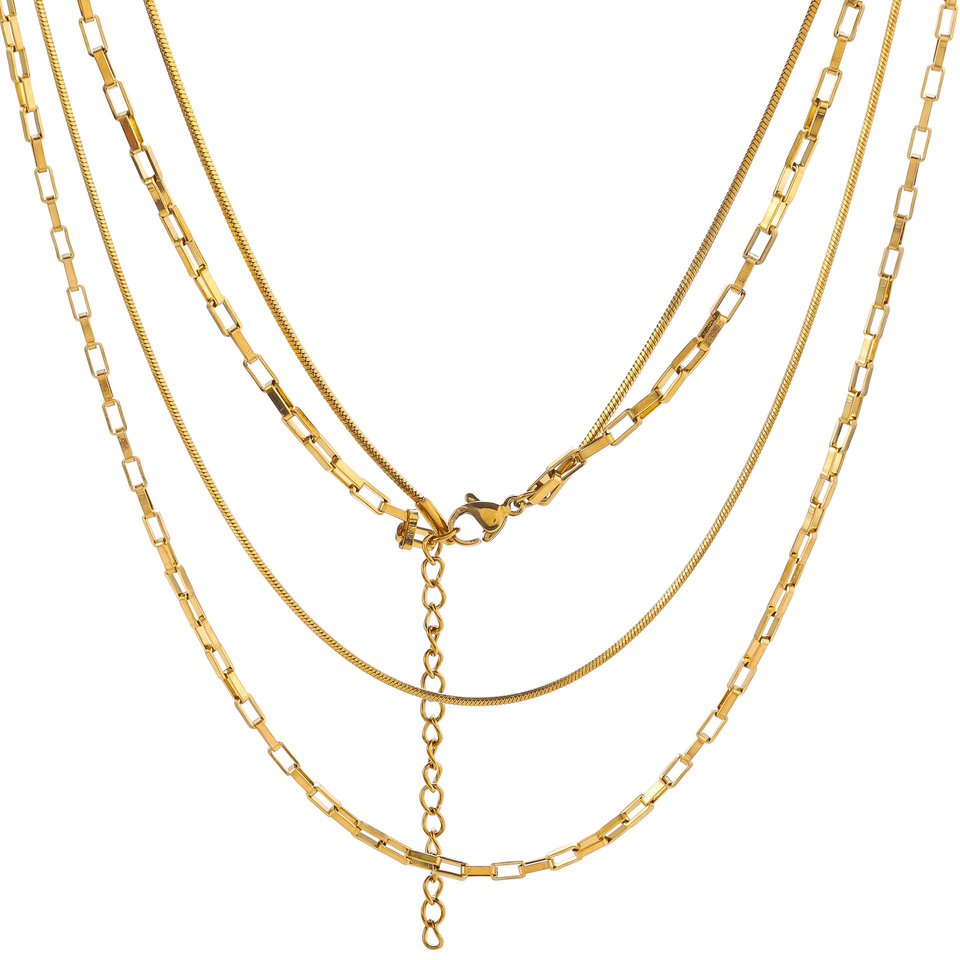 European and American cross-border stainless steel double necklace square snake chain long box chain women's niche design 18K titanium steel necklace