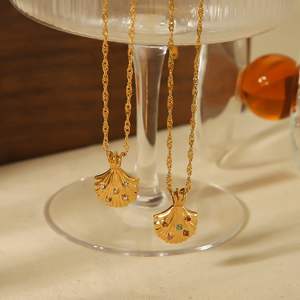 Cross-border new products ins wind titanium steel 18k gold non-fading skirt pendant niche design personalized diamond pendant necklace