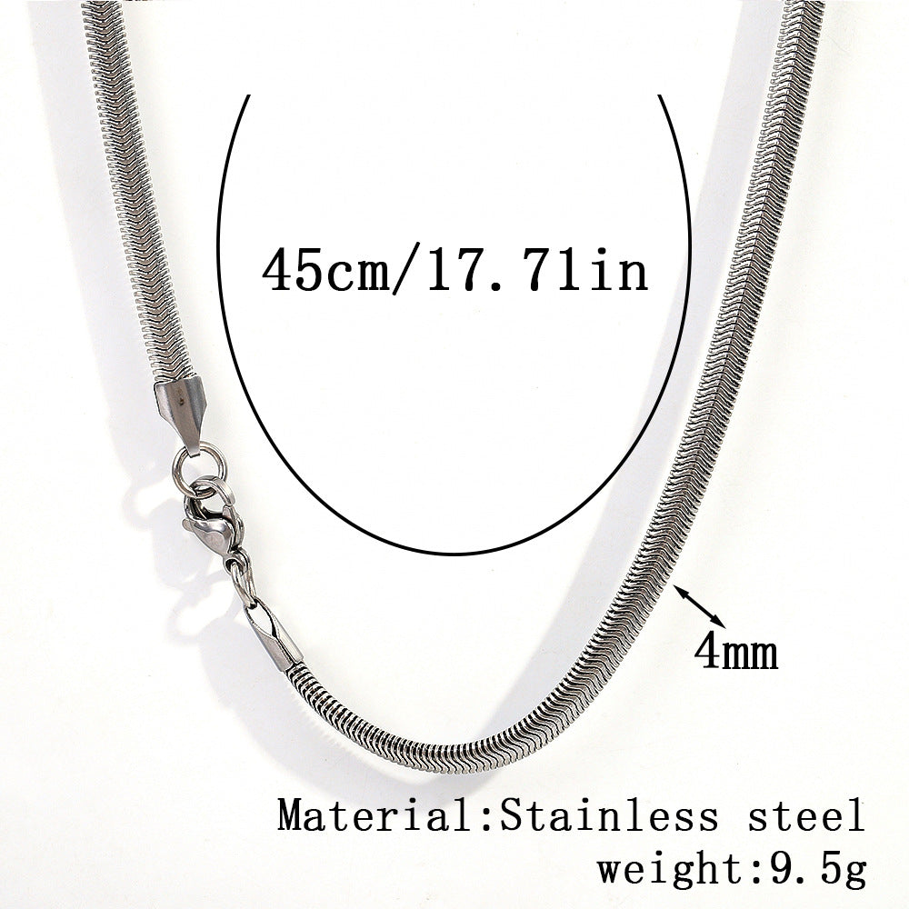 Cross-border stainless steel necklace, 18K real gold-plated snake bone chain fashion collarbone chain plain chain versatile women's titanium steel necklace