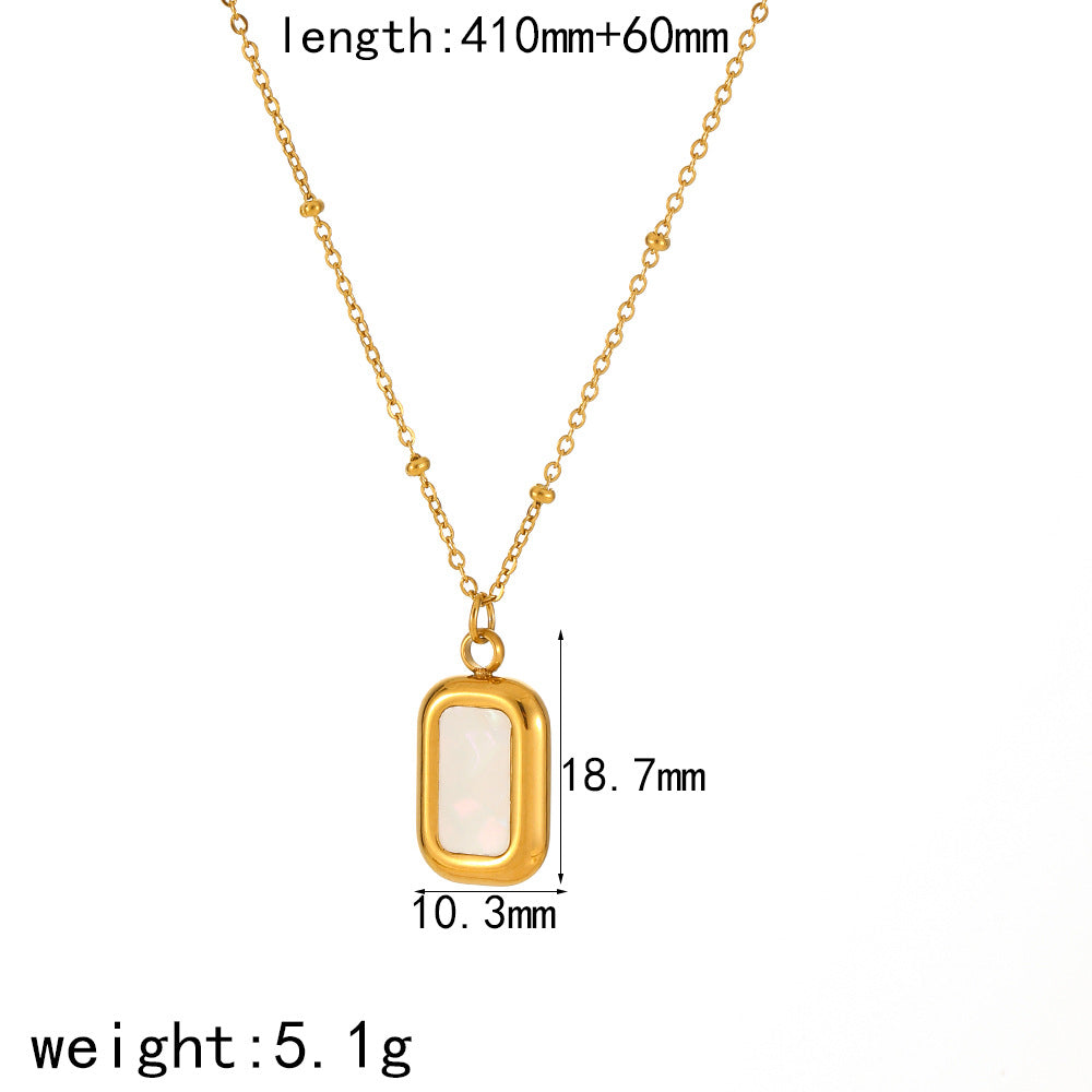 European and American cross-border titanium steel inlaid shell pendant necklace women's light luxury 18k gold-plated stainless steel necklace jewelry women's wholesale
