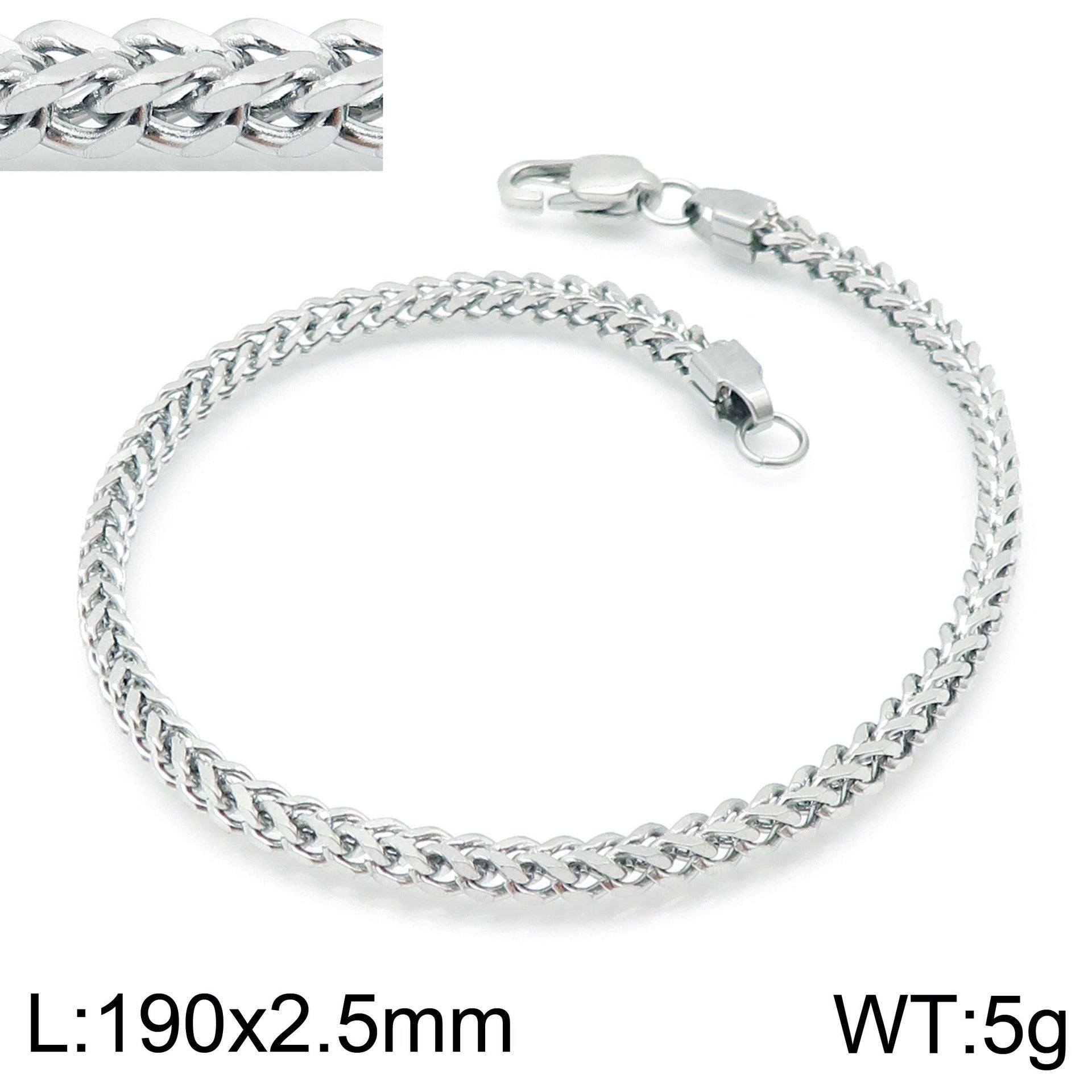 Simple forward and reverse chains, men's and women's Cuban chains, titanium steel bracelets, square stainless steel keel chains, domineering personalized welding head chains