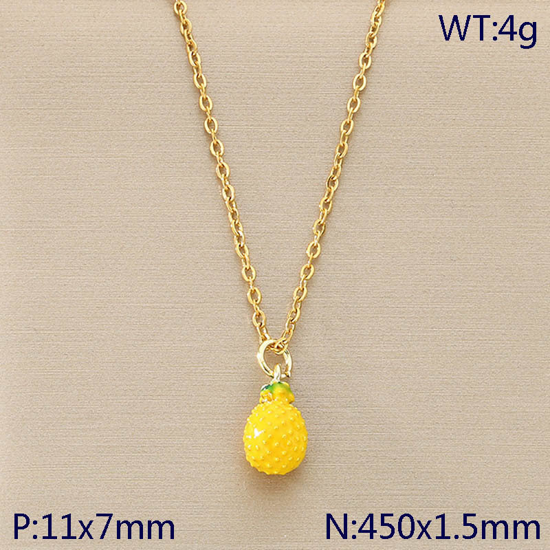 Textured Fruit & Sun Charm Gold Necklace