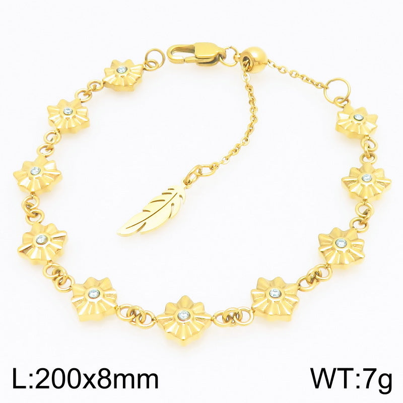 New simple design stainless steel twelve-color four-pointed star bracelet simple and high-end birthstone accessory accessories