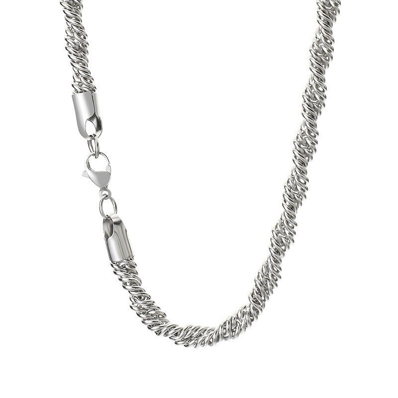European and American foreign trade titanium steel chain necklace men and women ins Internet celebrities personality bare chain trend stainless steel twist chain plain chain