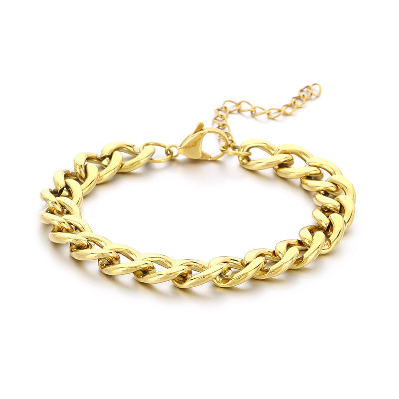 Simple metal mix and match beaded layering versatile bracelet set titanium steel Cuban chain jewelry 4-piece set bracelet