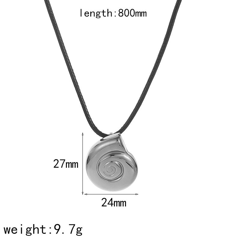 Cross-border 18k gold conch titanium steel necklace summer women's high sense marine elements ins casual wind stainless steel necklace